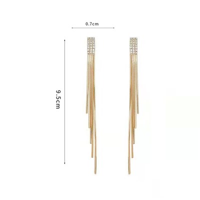 Серьги-подвески струящиеся Цепочки с кристаллами, 9 см.