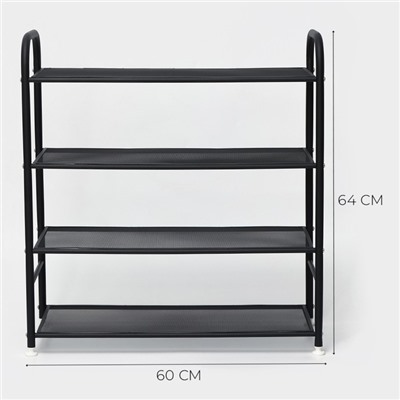 Обувница металлическая LaDо́m, 4 яруса, 60×27×64 см, чёрная
