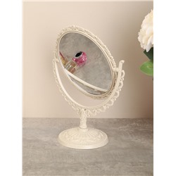 Зеркало настольное ажурное двустороннее 26 см круглое / YDW-10 /уп 48/бежевое