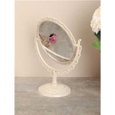 Зеркало настольное ажурное двустороннее 26 см круглое / YDW-10 /уп 48/бежевое