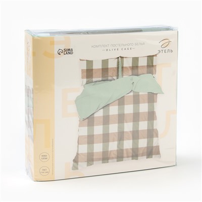 Постельное бельё евро «Этель» Olive cage, новосатин