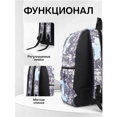 Рюкзак молодёжный на молнии, с карманами, размер 30×13×42 см, серый