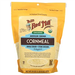 Bob's Red Mill, Organic Medium Grind Cornmeal, Whole Grain, 24 oz ( 680 g)