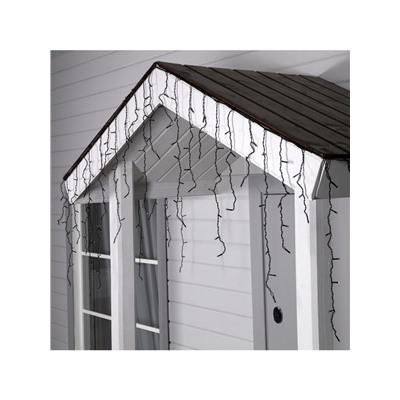 Гирлянда «Бахрома» 3×0.6 м, IP44, УМС, тёмная нить, 160 LED, свечение тёплое белое, 220 В