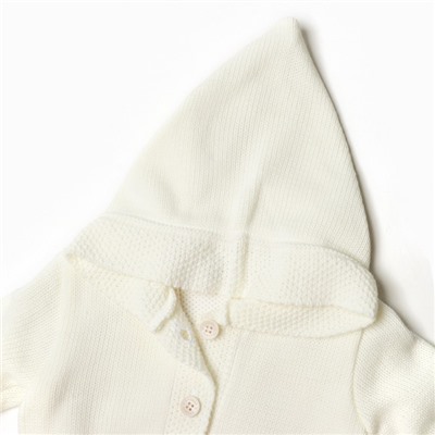 Джемпер вязаный с капюшоном Крошка Я, рост 68-74 см, молочный