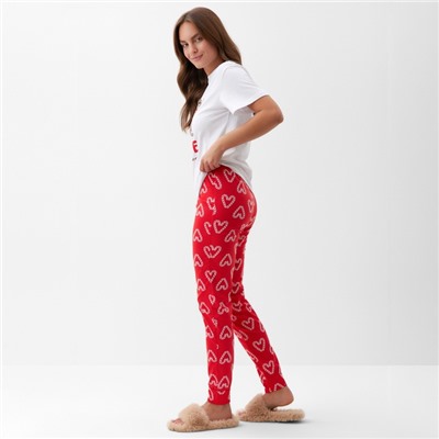 Пижама новогодняя женская (футболка, брюки) KAFTAN Love, размер 52-54