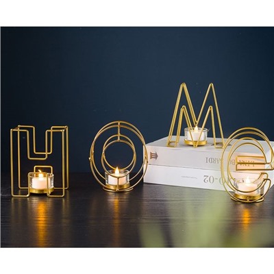 Подсвечник металлический на 4 свечи TAKE IT EASY, Home, 13.5×42 см, золото