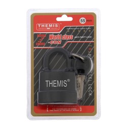 Замок навесной, 55 мм, медный цилиндр, влагозащищенный, короткая дужка, 3 ключа МИКС