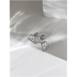 Серьги-пусеты из серебра с фианитами родированные 925 пробы с-7273р200