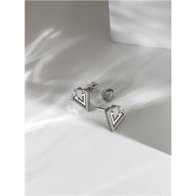 Серьги-пусеты из серебра с фианитами родированные 925 пробы с-7273р200