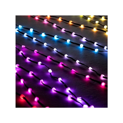 Умная гирлянда «Нить» 5 м роса с насадками «Шарики», IP20, черный провод, 100 LED, пульт ДУ, приложение, свечение RGB, USB