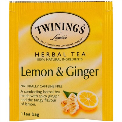 Twinings, Травяной чай, без кофеина, лимон и имбирь, 20 пакетиков, 1,32 унции (37,5 г)