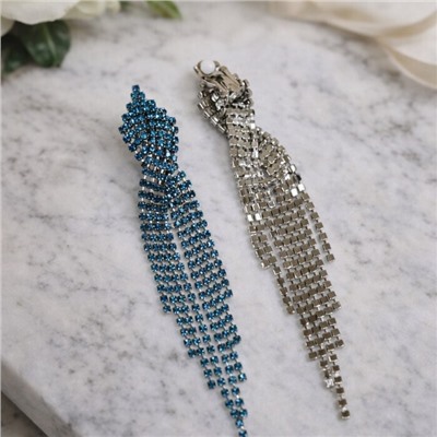 Клипсы женские без прокола "Вечерние", цвет: тёмный синевато-зелёный, арт.012.082