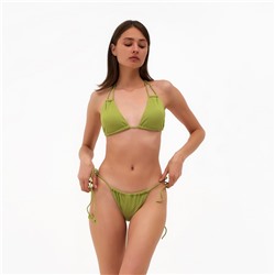 Купальник раздельный бикини с завязками женский MINAKU, размер 48, зелёный