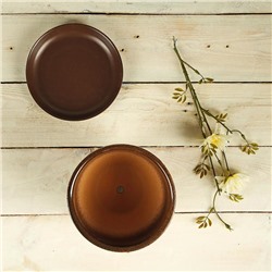 Горшок для цветов «Витраж», 1 л, d=15 см, h=13 см, керамика, с поддоном, коричневый