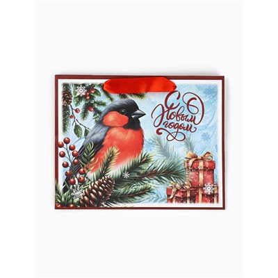 Пакет подарочный крафтовый, «С Новым Годом», 23×18×10 см