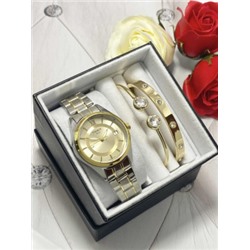 Подарочный набор для женщин часы, 2 браслета + коробка #22863147
