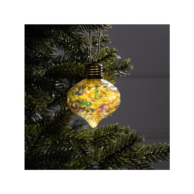 Ёлочный шар «Ретро», 9 см, 5 LED, от батареек, свечение тёплое белое