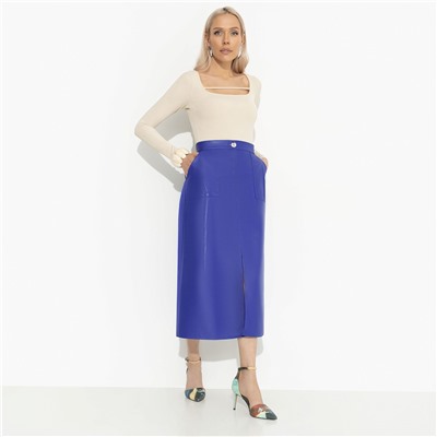 Юбка из мягкой экокожи, Откровенно шикарная (синий)