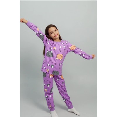 Хлопковая пижама для девочки из футера с начесом Happyfox