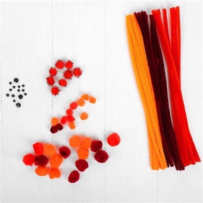 Набор для творчества из проволоки с ворсом, помпонов, глаз №8, МИКС