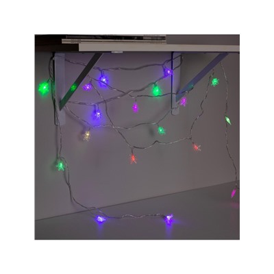 Гирлянда «Нить» 5 м с насадками «Снежинки малые», IP20, прозрачная нить, 20 LED, свечение мульти (RG/RB), мигание, 220 В