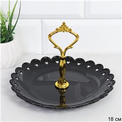 Ваза для фруктов 1-н ярус 18/ Круг черная / D-1260 /уп 80/ Пластик