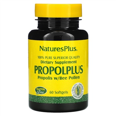 Nature's Plus, Propolplus, прополис с пчелиной пыльцой, 60 капсул