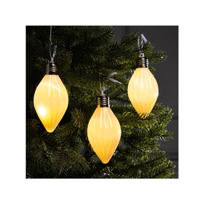 Набор ёлочных шаров «Снежное сияние», 3 шт., d=8 см, 3 LED, от батареек AG13×9, свечение тёплое белое