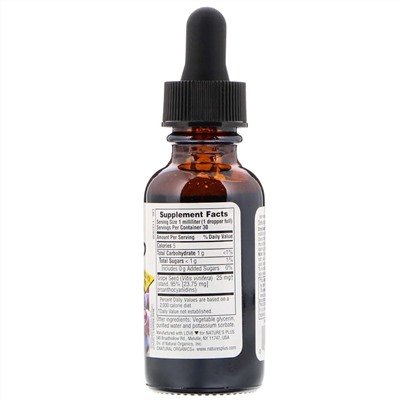 Nature's Plus, Herbal Actives, Косточки винограда, без спирта, 25 мг, 1 жидкая унция (30 мл)