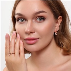 Комплект ювелирной бижутерии коллекция "Дубай" серьги, кулон и кольцо 17 р, покрытие позолота, вставка: фианиты, цвет: прозрачный, арт.314.840-17