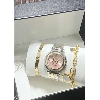 Подарочный набор для женщин часы, 2 браслета + коробка #22852953