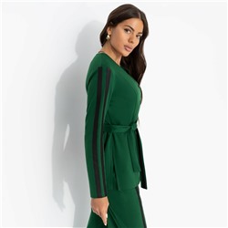 Брючный костюм из трикотажа, Личное превосходство (изумруд, 2 в 1, с поясом)