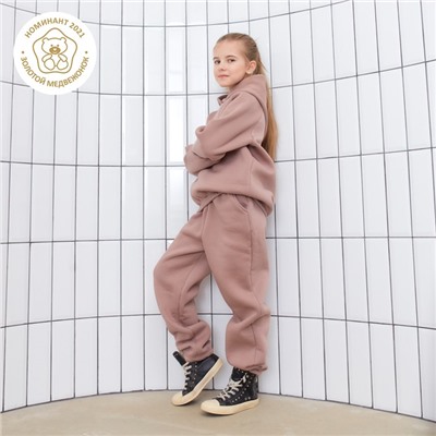 Худи для девочки MINAKU: Basic Line KIDS, тёмно-бежевое, рост 122 см