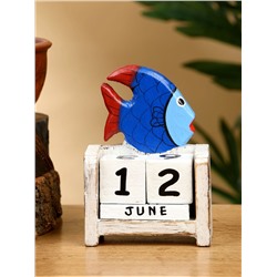 Календарь настольный «Рыбка», 7×4×10 см, дерево, сине-белый