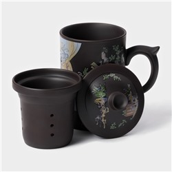 Кружка с крышкой и ситом «Девушка с книгой», 350 мл, керамика