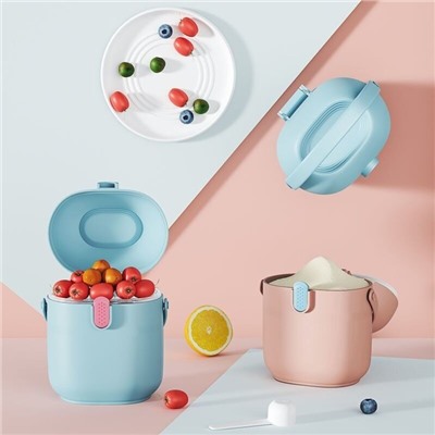 УЦЕНКА Контейнер для хранения детского питания Крокша Я 450 мл., с ложкой, голубой