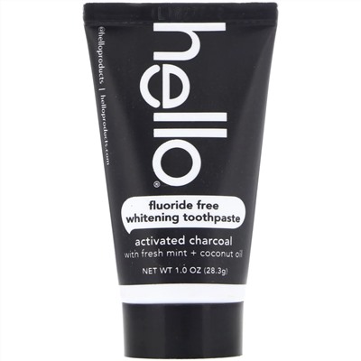 Hello, Fluoride Free Whitening Toothpaste, Activated Charcoal, 1 oz (28.3 g)