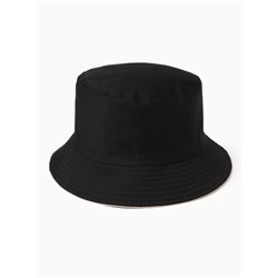 Панама женская однотонная, двухсторонняя, бежевый, чёрная, размер 56-58