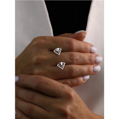 Серьги-пусеты из серебра с фианитами родированные 925 пробы с-7273р200