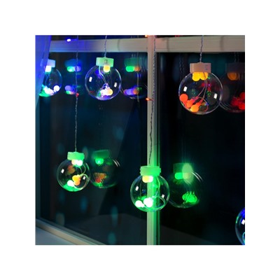 Гирлянда «Бахрома» 2.4×0.7 м с насадками «Шарики», IP20, прозрачная нить, 108 LED, свечение мульти, 8 режимов, 220 В