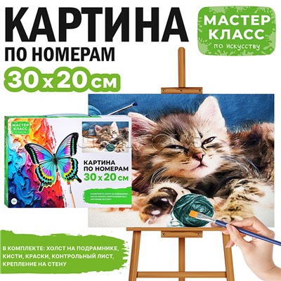 Набор для рисования "Картина по номерам 30х20 см. Котёнок с клубочком"