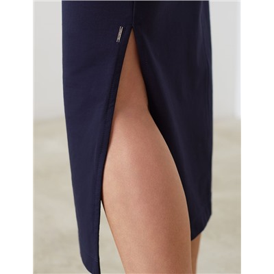 Юбка миди на резинке с разрезами из футера двухнитки с эластаном