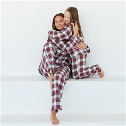 Пижама для девочки новогодняя из фланели (рубашка и брюки) KAFTAN, размер 30 (98-104 см), красно-белая