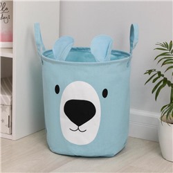 Корзина бельевая текстильная «Мишутка», 36×35 см, голубая