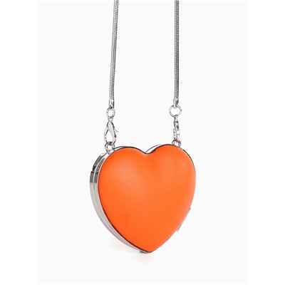 Сумка мини-клатч на магните, в форме сердца, жёсткий корпус, на длинной цепочке, оранжевая