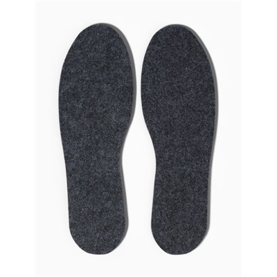 Стельки для обуви, утеплённые, двухслойные, универсальные, р-р RU до 47 (р-р Пр-ля до 46), 29.5 см, пара, серые