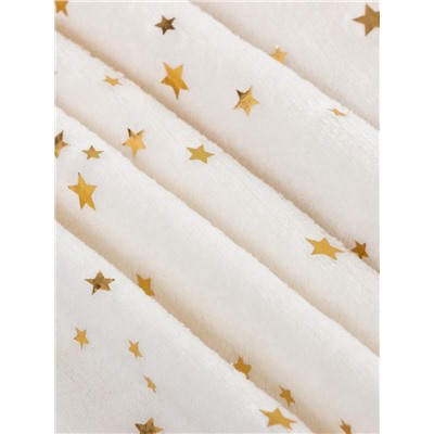 Плед «Этель. Золотые звезды», 150×200 см, корал-флис, белый