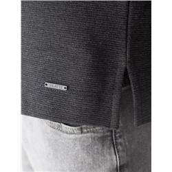 Лонгслив из мягкого фактурного трикотажа с плетеным воротником поло на пуговицах