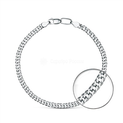 Браслет из серебра родированный - Двойной ромб, 16 см 81050050116